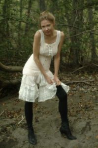 Lilli wearing vintage lingerie